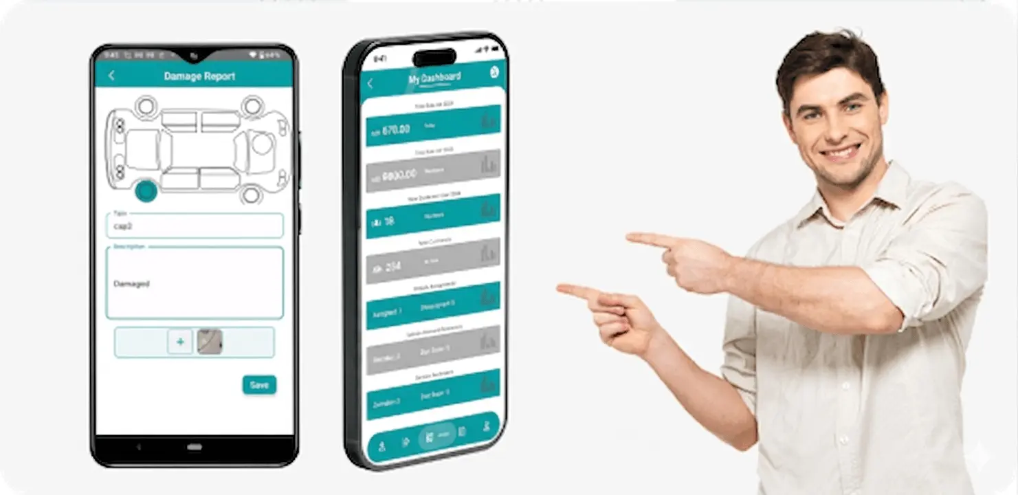 Admin and driver mobile apps for car rental fleet operations in Dubai and UAE